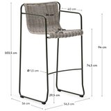 Kave Home Prljavo zelena metalna vrtna barska stolica Maurina – | shoptok.hr