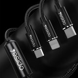 Yesido Podatkovni kabel (CA-60) - 3u1 USB na Type-C-Lightning - Micro USB 60W 3A 1.2m - crni | shoptok.hr