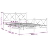 Metalni okvir kreveta uzglavlje i podnožje bijeli 160x200 cm | shoptok.hr