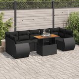 vidaXL 8-dijelni set vrtnih sofa od poliratana s jastucima crni | shoptok.hr