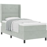 vidaXL Postelja s škatlasto vzmetjo z vzmetnico Svetlo siva 100x200 cm Žamet | Shoptok.si
