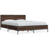  Posteljni okvir rjav hrast 120x190 cm inženirski les in kovina | Shoptok.si