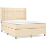  Krevet s oprugama i madracem krem 140x200 cm od tkanine | shoptok.hr