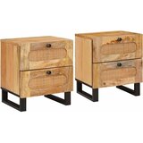  Noćni ormar 2 pcs Prirodna 40 x 33 x 46 cm Čvrsto drvo manga | shoptok.hr