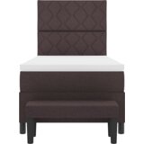  Krevet s nadmadracem i klupicom tamno smeđi 100x200 cm tkanina | shoptok.hr