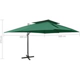  Konzolni vrtni suncobran s dvostrukim vrhom 400 x 300 cm zeleni | shoptok.hr
