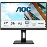 AOC Monitor LED U27P2CA Business USB-C 27”, 16:9, 3840×2160, IPS, 60Hz, 350 cd/m², 1000:1, 50M:1, 4ms, 178/178°, DP, 2xHDMI, DP, 4 x USB 3.2, 1 x USB-C, Speakers, Adaptive Sync, Tilt, Swivel, H. Adjust, VESA, Frameless) Black, 3y | Eponuda.ba