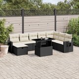 Maison Chic Seti vrtnega pohištva - Vrtna garnitura - Vrtni pohištvo set 9-delna z blazinami črn poli ratan, (21807166) | Shoptok.si