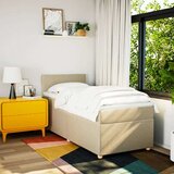vidaXL Box spring postelja z vzmetnico krem 90x190 cm blago, (21291263) | Shoptok.si