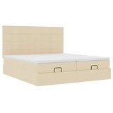  Otomanski okvir kreveta s madracima krem 200x200cm od tkanine | shoptok.hr