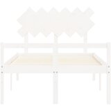 Krevet za starije s uzglavljem bijeli 120x200 cm masivnog drva | shoptok.hr