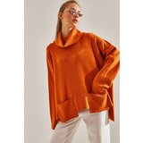 Bianco Lucci Women's Turtleneck Double Pocket Oversize Knitwear Sweater cene