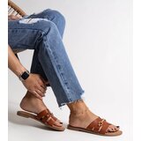 Gemre Brown flip-flops with golden accessories Drahomíra | Shoptok.si
