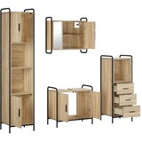  Set ormarića za kupaonicu 4 kom. Hrast sonoma 40 x 36 x 181 cm - Hrast sonoma Ormarić ispod sudopera (2 vrata) + viseći ormarić | shoptok.hr