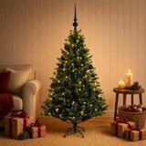  Umjetno božićno drvce s kuglicama 150 cm 150 LED lampica - Zelena 150 cm s LED-ima i crnim lopticama | shoptok.hr