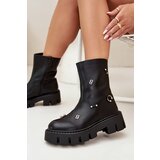 Boto Warm Women's Ankle Boots with Zipper and Decorations Black Thavira | Shoptok.si
