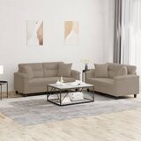  2-dijelni set sofa s jastucima smeđesivi od mikrovlakana | shoptok.hr