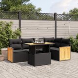 vidaXL Vrtna sedežna garnitura 6-delna z blazinami črna poli ratan | Shoptok.si