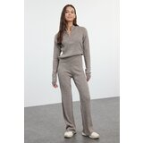 Trendyol Mink Zippered Sweater-Pants Knitwear Top-Top Set Cene