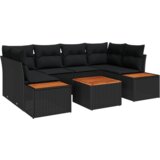 vidaXL set vrtnih sofa s jastučićima crna Poli Rattan Akacija | shoptok.hr