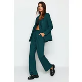 Trendyol Green Woven Blazer Jacket and Straight Trousers Two Piece Set