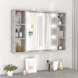  Kupaonski ormarić s ogledalom LED boja betona 76 x 15 x 55 cm | shoptok.hr