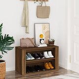 vidaXL Regal za čevlje rjav hrast 75x35x45 cm inženirski les Cene