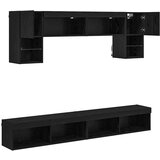 TV stenske enote z LED 6 pcs Črna Orehovina Konstruiran les, (5000132419) | Shoptok.si