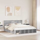  Krevetna konstrukcija s policom Siva Sonoma 200 x 200 cm | shoptok.hr
