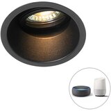 QAZQA Pametni vgradni reflektor, črn, nastavljiv, vključno z WiFi GU10 - Alloy | Shoptok.si