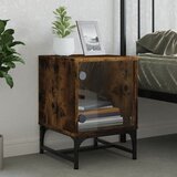 Furnova Nočna omarica s steklenimi vrati dimljeni hrast 35x37x50 cm, (21926689) | Shoptok.si
