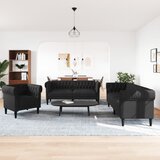  3-dijelni set sofa crni od tkanine | shoptok.hr