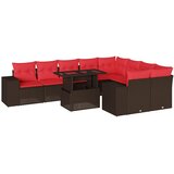vidaXL 10-delni vrtni komplet sedežnih garnitur z blazinami rjav poli ratan, (5000334807) | Shoptok.si