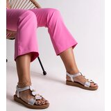 Gemre Silver sandals with golden accents Amethyst | ePonuda.com