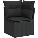 vidaXL 9-delni vrtni kavč set z blazinami črn poli ratan akacija | Shoptok.si