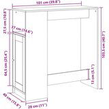 vidaXL Barska miza s policami betonsko siva 101x40x103,5 cm inž. les | Shoptok.si