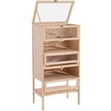 PawHut Kletka za hrčke za glodavce in morske prašičke iz masivnega lesa z odprto streho, 4 povezane police z rampami 60x40x120 cm, (20744652) | Shoptok.si
