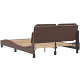 vidaXL Okvir kreveta s LED svjetlima smeđi 140x190 cm od umjetne kože | shoptok.hr