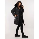 Fashionhunters Black long winter jacket with hood Cene