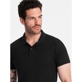 Ombre BASIC men's single color pique knit polo shirt - black Cijene