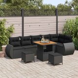  Sjedeća garnitura za vrt 9 kom. 9-Broj sjedala Crna Poli Ratan 292,5 x 127,5 x 85 cm | shoptok.hr