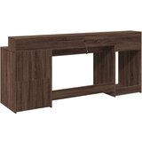  Radni stol s LED svjetlima smeđa boja hrasta 200x55x91cm drveni | shoptok.hr