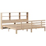  Krevet s regalom za knjige bez madraca 200 x 200 cm od borovine - Prirodna 200 x 200 cm | shoptok.hr