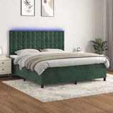vidaXL Krevet box spring s madracem LED tamnozeleni 180x200 cm baršun Cijene
