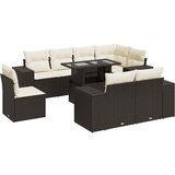 Maison Chic Seti vrtnega pohištva - Vrtna garnitura - Vrtni pohištvo set 9-delna z blazinami rjava poli ratan, (21807830) | Shoptok.si