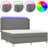  box spring s madracem LED tamnosivi 180x200 cm tkanina | shoptok.hr