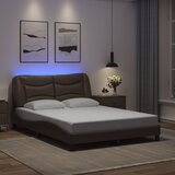 Furnova Posteljni okvir z LED lučkami rjav 120x200 cm umetno usnje, (21935415) Cene
