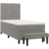 Box spring postelja z vzmetnico svetlo siva 100x200 cm žamet, (20790856) | Shoptok.si