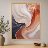 Wallxpert uramljena slika na platnu Cc-D-Ah-1018, apstraktni talasi u terakota, krem i tamnoplavoj boji, 45 x 60 cm Cene