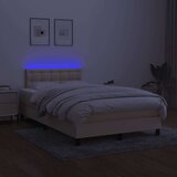  Box spring postelja z vzmetnico LED krem 120x200 cm blago, (20725139) | Shoptok.si